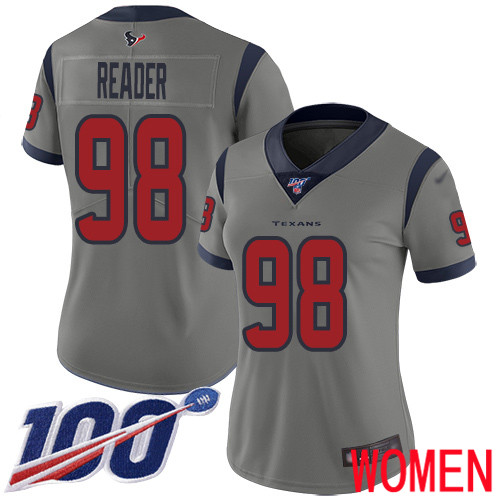 Houston Texans Limited Gray Women D J  Reader Jersey NFL Football #98 100th Season Inverted Legend->women nfl jersey->Women Jersey